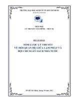 Tiểu luận lý thuyết tài chính tiền tệ tóm lược lý thuyết về mối quan hệ giữa lạm phát và bội chi ngân sách nhà nước 