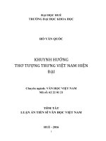 KHUYNH HƯỚNG THƠ TƯỢNG TRƯNG VIỆT NAM HIỆN ĐẠI TÓM TẮT LUẬN ÁN TIẾN SĨ VĂN HỌC VIỆT NAM