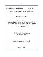 THỰC TRẠNG VÀ MỘT SỐ YẾU TỐ LIÊN QUAN ĐẾN BỆNH SÂU RĂNG, VIÊM LỢI, HIỆU QUẢ CAN THIỆP Ở HS LỚP 6 MỘT SỐ TRƯỜNG THCS HUYỆN BÌNH XUYÊN,TÓM TẮT LUẬN ÁN TIẾN SĨ