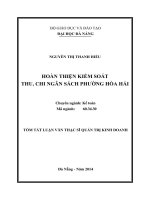 Tóm tắt luận văn thạc sĩ quản trị kinh doanh hoàn thiện kiểm soát thu chi ngân sách phường hòa hải 