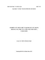 LUẬN án TIẾN sĩ dược học FULL (CND và BC) nghiên cứu bào chế và đánh giá tác dụng kháng ung thư của viên nén nổi chứa curcumin 