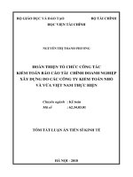 HOÀN THIỆN TỔ CHỨC CÔNG TÁC KIỂM TOÁN BÁO CÁO TÀI CHÍNH DOANH NGHIỆP XÂY DỰNG DO CÁC CÔNG TY KIỂM TOÁN NHỎ VÀ VỪA VIỆT NAM THỰC HIỆN TÓM TẮT LUẬN ÁN TIẾN SĨ