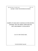 LUẬN án TIẾN sĩ dược học FULL (CND và BC) nghiên cứu bào chế và đánh giá tương đương sinh học viên nén phóng thích kéo dài chứa metformin và sitagliptin 