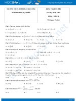 Đề kiểm tra HKI môn Toán 10 năm 2020 có đáp án trường THCS - THPT Phan Bội Châu