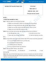 Bộ 3 đề thi HK1 môn GDCD 10 năm 2020 Trường THPT Nguyễn Trung Trực có đáp án