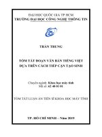 TÓM TẮT ĐOẠN VĂN BẢN TIẾNG VIỆTDỰA TRÊN CÁCH TIẾP CẬN TẠO SINH TÓM TẮT LUẬN ÁN TIẾN SĨ KHOA HỌC MÁY TÍNH