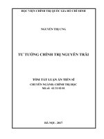 TƯ TƯỞNG CHÍNH TRỊ NGUYỄN TRÃI TÓM TẮT LUẬN ÁN TIẾN SĨ