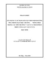 Xây dựng và sử dụng bài tập theo định hướng pisa trong dạy học chương “dòng điện trong các môi trường”   vật lý 11 nhằm phát triển năng lực vật lý của học sinh   