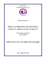 PHÁP LUẬT HỢP ĐỒNG MUA BÁN NHÀ Ở CHUNG CƢ TRONG CÁC DỰ ÁN ĐẦU TƢ TÓM TẮT LUẬN VĂN THẠC SĨ LUẬT HỌC