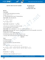 Bộ 3 đề thi HK1 môn Toán 8 năm 2020 có đáp án Trường THCS Nguyễn Nghiêm