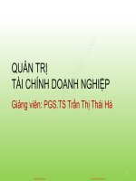 Bài giảng Tài chính doanh nghiệp: Chương 3 - PGS.TS Trần Thị Thái Hà