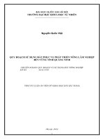 QUY HOẠCH SỬ DỤNG ĐẤT PHỤC VỤ PHÁT TRIỂN NÔNG LÂM NGHIỆP BỀN VỮNG TỈNH QUẢNG NINH TÓM TẮT LUẬN ÁN TIẾN SỸ KHOA HỌC ĐẤT