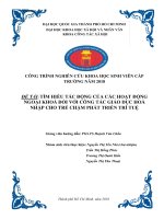 Tìm hiểu tác động của các hoạt động ngoại khóa đối với công tác giáo dục hòa nhập cho trẻ chậm phát triển trí tuệ     