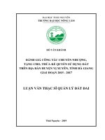 Đánh giá công tác chuyển nhượng tặng cho thừa kế quyền sử dụng đất trên địa bàn huyện vị xuyên tỉnh hà giang giai đoạn 2015 2017 
