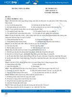 Bộ 3 đề thi HK1 môn Lịch sử 11 năm 2020 có đáp án Trường THPT Gia Bình