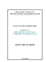 Luận văn Thạc sĩ Khoa học: Nghiên cứu điều chế xúc tác PT/AL2O3 có độ phân tán kim loại cao