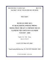 Đánh giá hiệu quả sử dụng kháng sinh dự phòng trong phẫu thuật vá nhĩ đơn thuần tại bệnh viện nhân dân gia định năm 2017   2018 