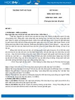 Bộ 3 đề thi HK1 môn Ngữ văn 10 năm 2020 Trường THPT Hồ Thị Bi có đáp án