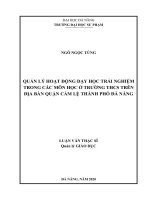 Quản Lý Hoạt Động Dạy Học Trải Nghiệm Trong Các Môn Học Ở Trường Thcs Trên Địa Bàn Quận Cẩm Lệ, Thành Phố Đà Nẵng.