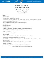 Đề kiểm tra học kì 1 môn Hóa học 8 năm học 2018-2019 có đáp án