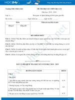 Đề thi HK1 môn Địa lý lớp 6 năm 2018-2019 - Trường THCS Biên Giới có đáp án