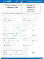 Đề kiểm tra HKI môn Toán 10 năm 2020 có đáp án trường THPT Lương Định Của