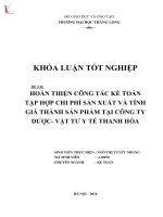 Khóa luận tốt nghiệp hoàn thiện công tác kế toán tập hợp chi phí sản xuất và tính giá thành sản phẩm tại công ty cổ phần dược vật tư y tế thanh hóa 