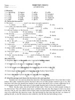 name name written test 2 class 45 minutes i phonetics 1 a something b honest c office d offer 2 a side b advise c polite d technical 3 a tests b grades c terms d teachers 4 a tutor b pilot c tonight