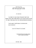 VAI TRÒ CỦA MẶT TRẬN TỔ QUỐC VIỆT NAM TRONG VIỆC THỰC HIỆN PHÁP LUẬT VỀ DÂN CHỦ Ở CƠ SỞ TỪ THỰC TIỄN QUẬN GÒ VẤP, LUẬN VĂN THẠC SĨ LUẬT