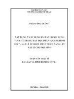 Xây dựng và sử dụng bài tập có nội dung thực tế trong dạy học phần “quang hình học”  vật lí 11 nhằm phát triển năng lực vật lí cho học sinh  
