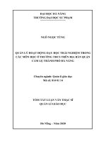 Quản Lý Hoạt Động Dạy Học Trải Nghiệm Trong Các Môn Học Ở Trường Thcs Trên Địa Bàn Quận Cẩm Lệ, Thành Phố Đà Nẵng