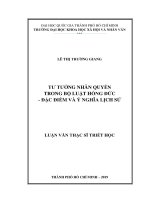 Tư tưởng nhân quyền trong bộ luật hồng đức   đặc điểm và ý nghĩa lịch sử     
