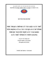 Thu thập, chỉnh lý tài liệu lưu trữ tồn đọng của các cơ quan cấp tỉnh thuộc nguồn nộp lưu vào kho lưu trữ tỉnh ủy tiền giang     