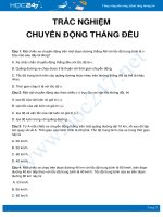 24 câu trắc nghiệm Ôn tập về Chuyển động thẳng đều môn Vật Lý 10 năm 2020 có đáp án