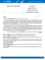 Bộ 5 đề thi HK1 môn Ngữ văn 11 năm 2020 Trường THPT Lê Minh Xuân có đáp án