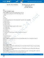 Bộ 2 đề kiểm tra 45 phút môn Lịch sử 7 có đáp án năm 2020 Trường THCS Vĩnh Hậu