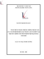 Tóm tắt luận văn thạc sĩ điều dưỡng tuân thủ sử dụng thuốc chống trầm cảm của người bệnh rối loạn trầm cảm tái diễn tại viện sức khỏe tâm thần bệnh viện bạch mai năm 2020 