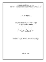 THUẬT NGỮ PHÁP LUẬT TIẾNG VIỆT VỀ QUYỀN CON NGƯỜI Chuyên ngành: Ngôn ngữ học TÓM TẮT LUẬN ÁN TIẾN SĨ NGÔN NGỮ HỌC