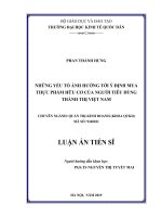 Luận án tiến sỹ -  Những yếu tố ảnh hưởng tới ý định mua thực phẩm hữu cơ của người tiêu dùng thành thị Việt nam