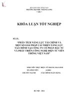 Khóa luận tốt nghiệp chuyên ngành tài chính ngân hàng phân tích năng lực tài chính và một số giải pháp cải thiện năng lực tài chính tại công ty cổ phần đầu tư và phát triển công nghệ điện tử viễn thông việt nam 