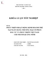 Khóa luận tốt nghiệp phát triển hoạt động kinh doanh thẻ tại ngân hàng thương mại cổ phần đầu tư và phát triển việt nam chi nhánh quảng ninh 