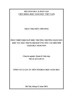 PHÁT TRIỂN ĐỘI NGŨ HIỆU TRƯỞNG TRƯỜNG MẦM NON KHU VỰC BẮC TRUNG BỘ ĐÁP ỨNG YÊU CẦU ĐỔI MỚI GIÁO DỤC MẦM NON TÓM TẮT LUẬN ÁN TIẾN SĨ