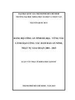 Đảng bộ công an tỉnh bà rịa   vũng tàu lãnh đạo công tác đảm bảo an ninh, trật tự giai đoạn 2001 2015     