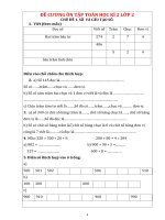 ÔN tập TOÁN 2 kì 2 THEO DẠNG bài 