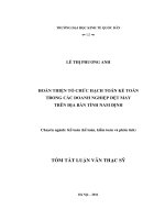 Tóm tắt luận văn thạc sĩ kế toán hoàn thiện tổ chức hạch toán kế toán trong các doanh nghiệp dệt may trên địa bàn tỉnh nam định 