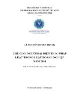 Chế định người đại diện theo pháp luật trong luật doanh nghiệp năm 2014 