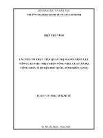 Các yếu tố thực tiễn quản trị nguồn nhân lực nâng cao việc thực hiện công việc của cán bộ, công chức huyện phú quốc, tỉnh kiên giang 
