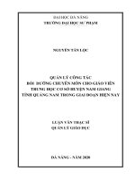 Quản lý công tác bồi dưỡng chuyên môn cho giáo viên trung học cơ sở huyện nam giang tỉnh quảng nam trong giai đoạn hiện nay  