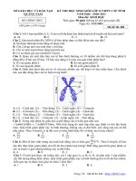 Đề học sinh giỏi Sinh học 12 cấp tỉnh năm 2020 – 2021 sở GD&ĐT Quảng Nam