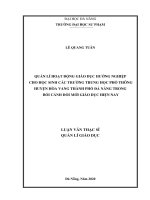 Quản lý hoạt động giáo dục hướng nghiệp cho học sinh các trường trung học phổ thông huyện hòa vang thành phố đà nẵng trong bối cảnh đổi mới giáo dục hiện nay  
